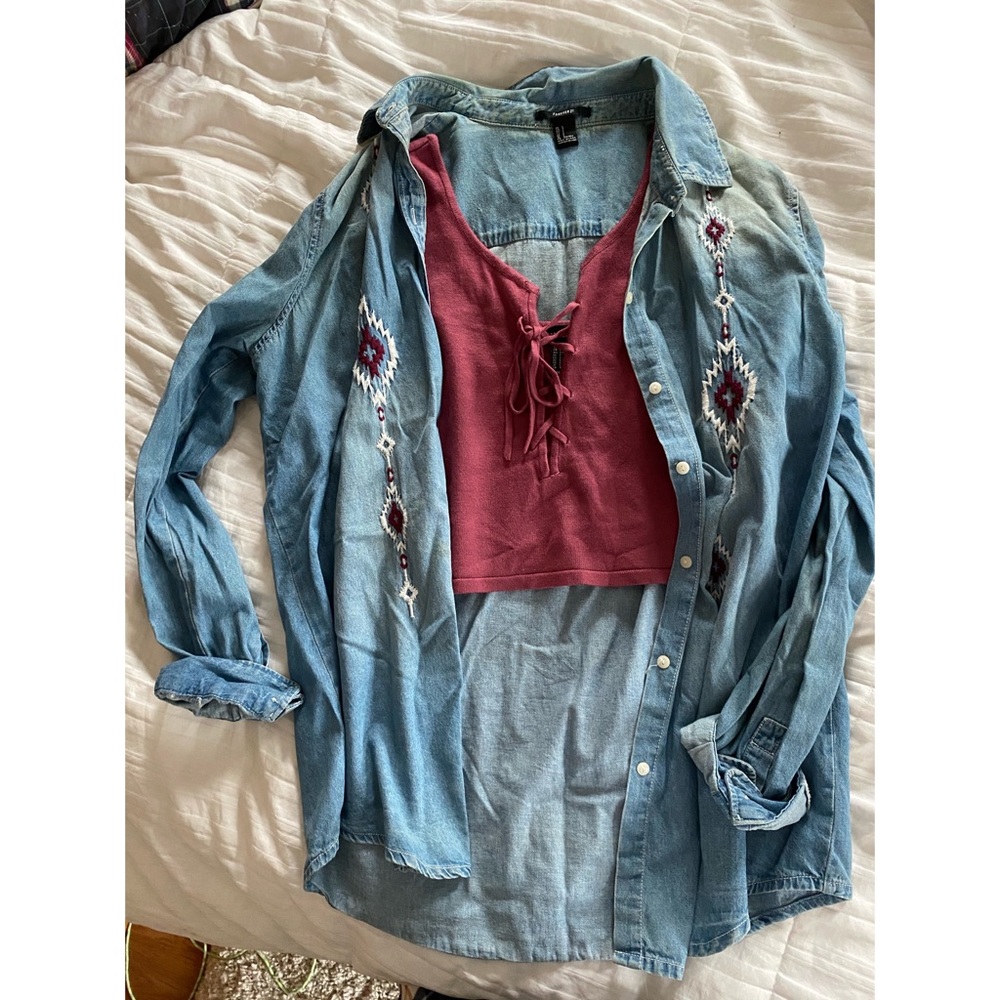Denim Shirt & Crop Top ***COMBO***